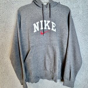 Vintage/Y2K Nike Center Swoosh Hoodie Gray Embroidered Spellout Logo Mens S/M